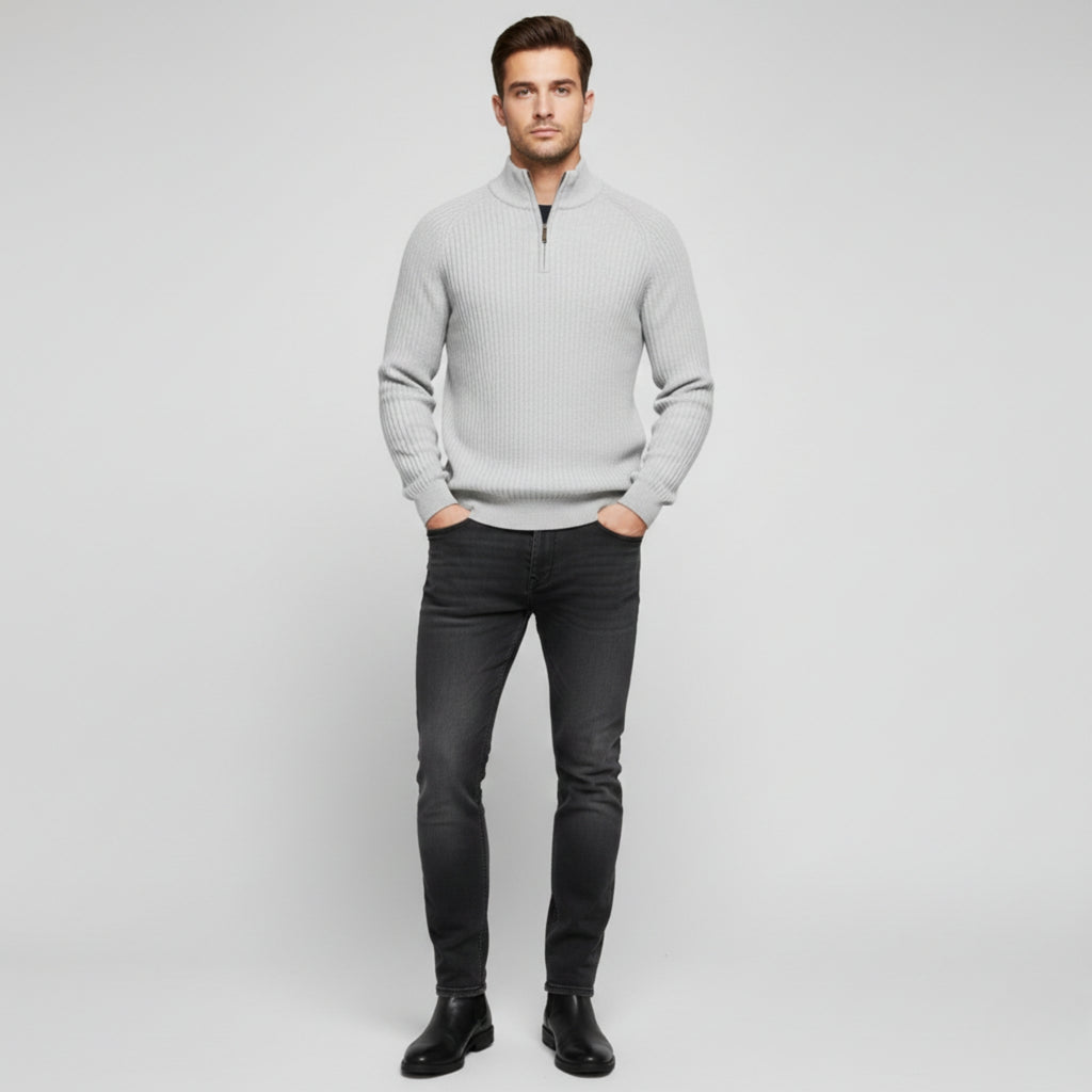 High Collar Zip Sweater