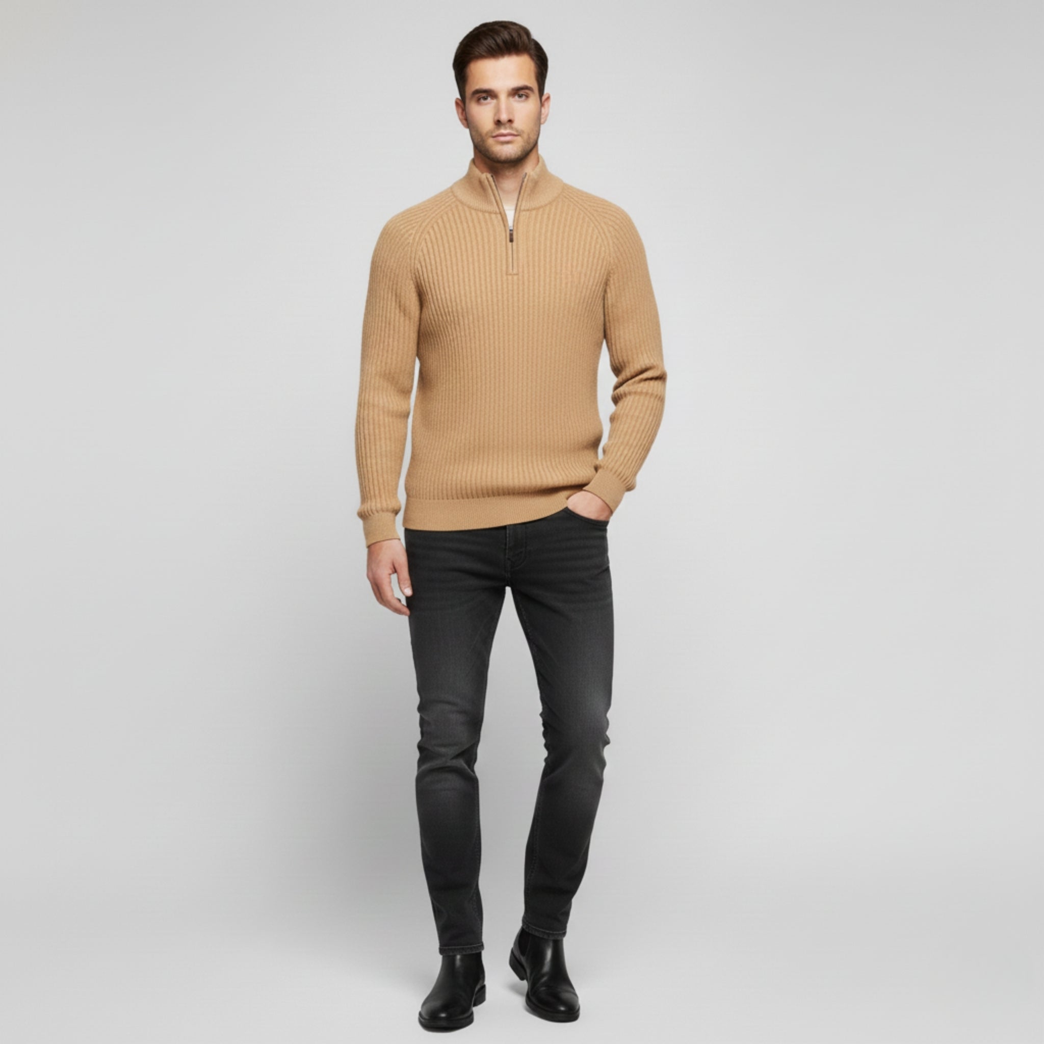 High Collar Zip Sweater