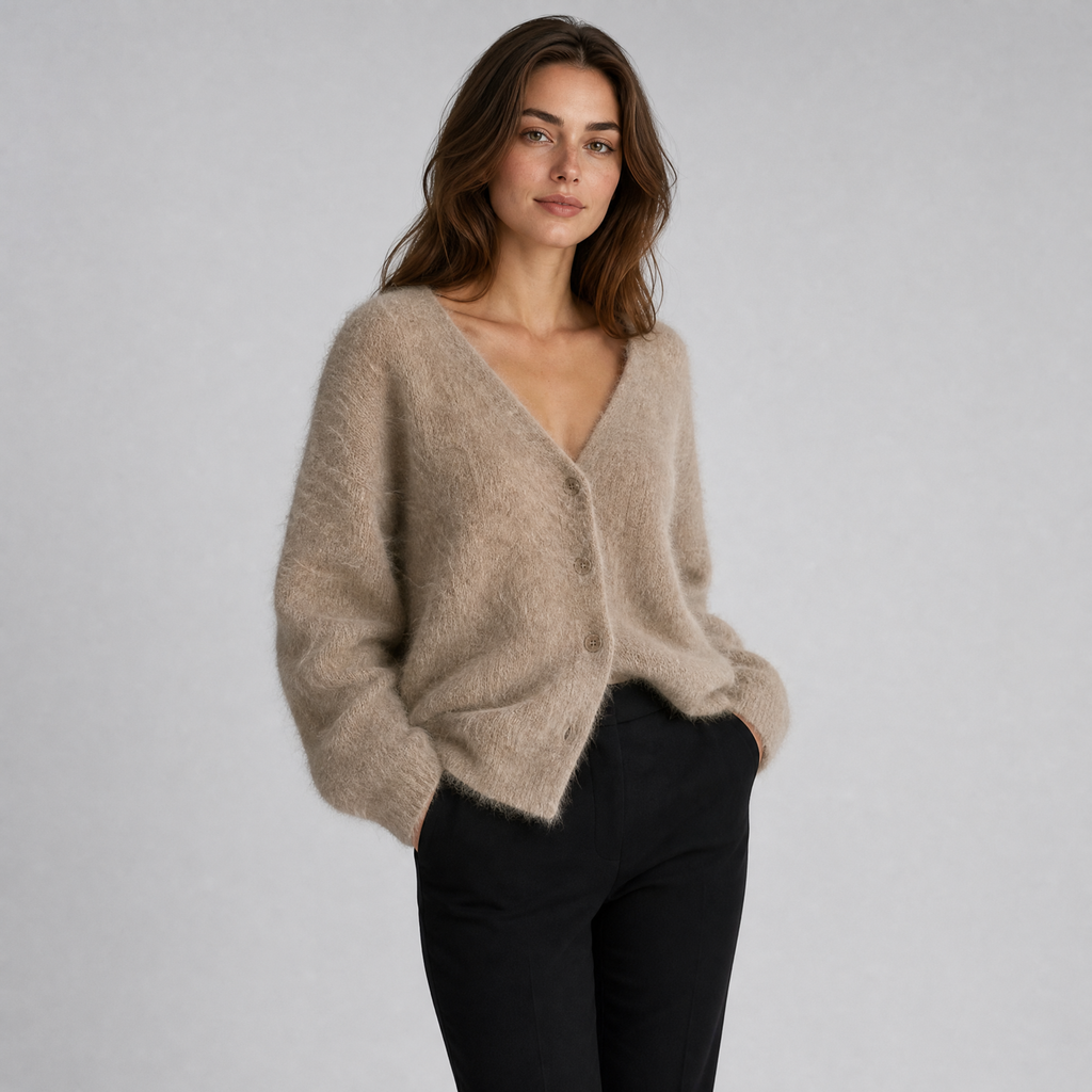 Women’s Soft Touch V Neck Button Front Knit Cardigan
